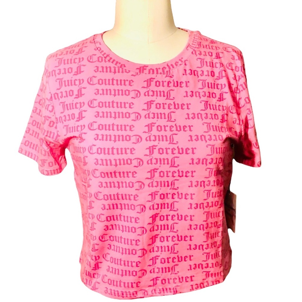 🎀Juicy Couture women’s Pink logo cropped t-shirt size OX Brand New with tags 🎀